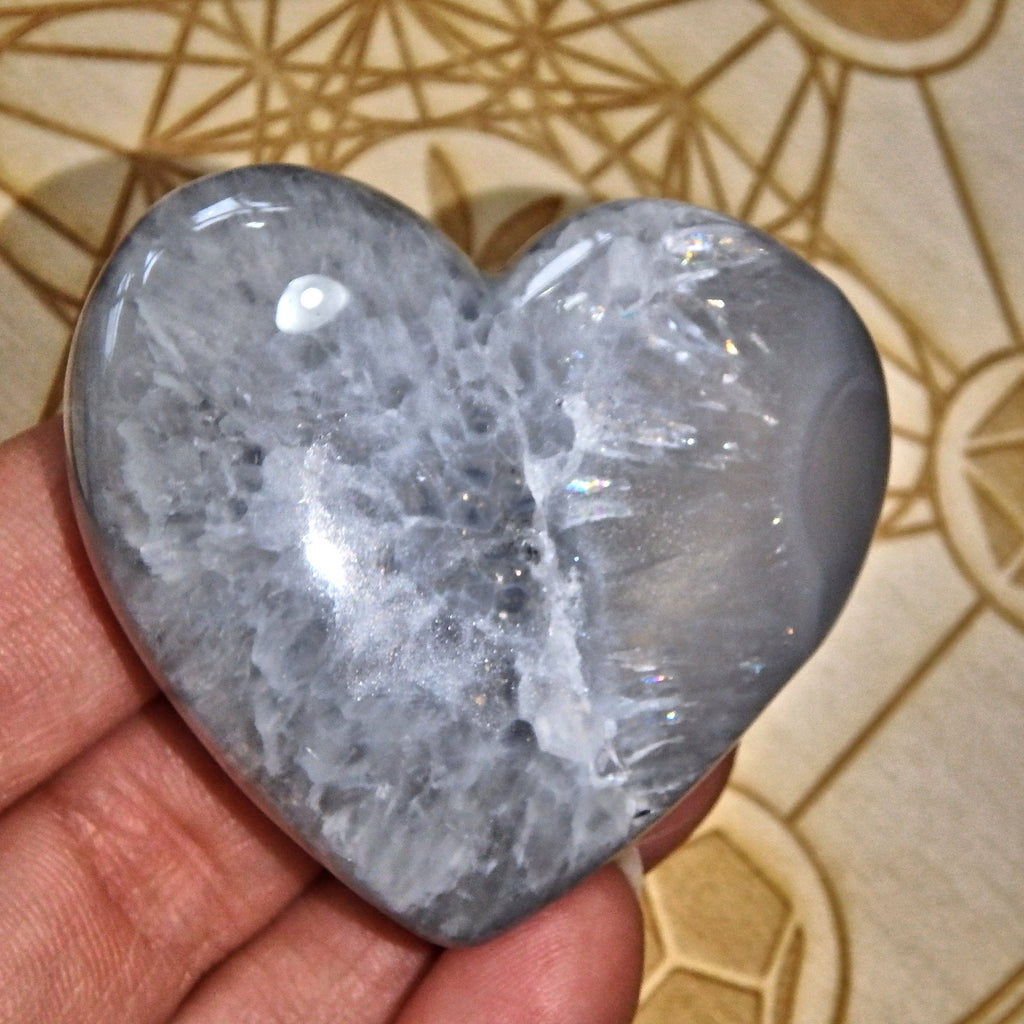 2 Sided Beauty~Cobalt Blue Geode Titanium Druzy & Agate Heart Carving - Earth Family Crystals