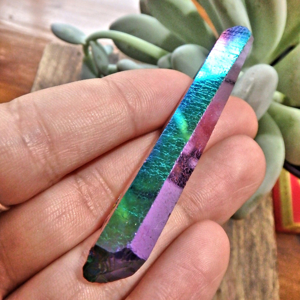 Uplifting Rainbow Titanium Quartz Colombian Lemurian Point With Self Healing 3 - Earth Family Crystals