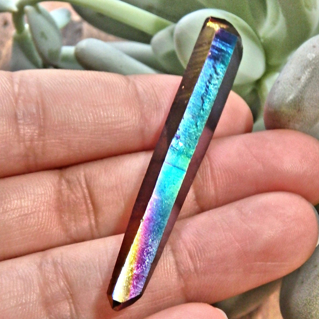 Double Terminated Rainbow Titanium Quartz Colombian Lemurian Point With Self Healing 1 - Earth Family Crystals
