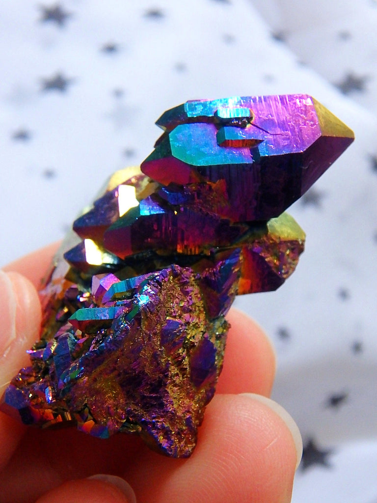 Glimmering Spaceship Cluster of Titanium Quartz From Arkansas - Earth Family Crystals