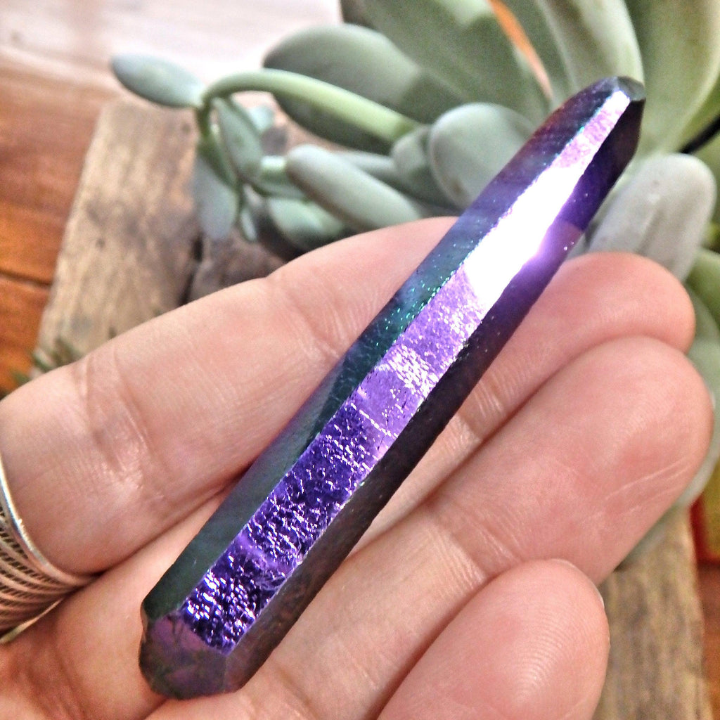 Uplifting Rainbow Titanium Quartz Colombian Lemurian Point With Self Healing 3 - Earth Family Crystals
