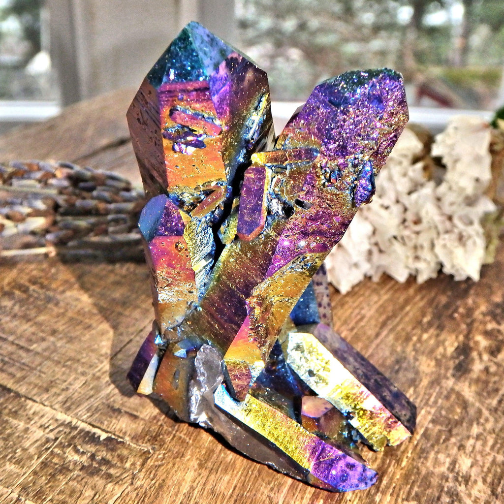 Incredible Self Healed Large Rainbow Titanium Quartz Cluster From Arkansas - Earth Family Crystals