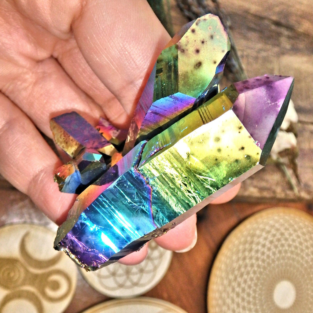 Incredible Self Healed Large Rainbow Titanium Quartz Cluster From Arkansas - Earth Family Crystals