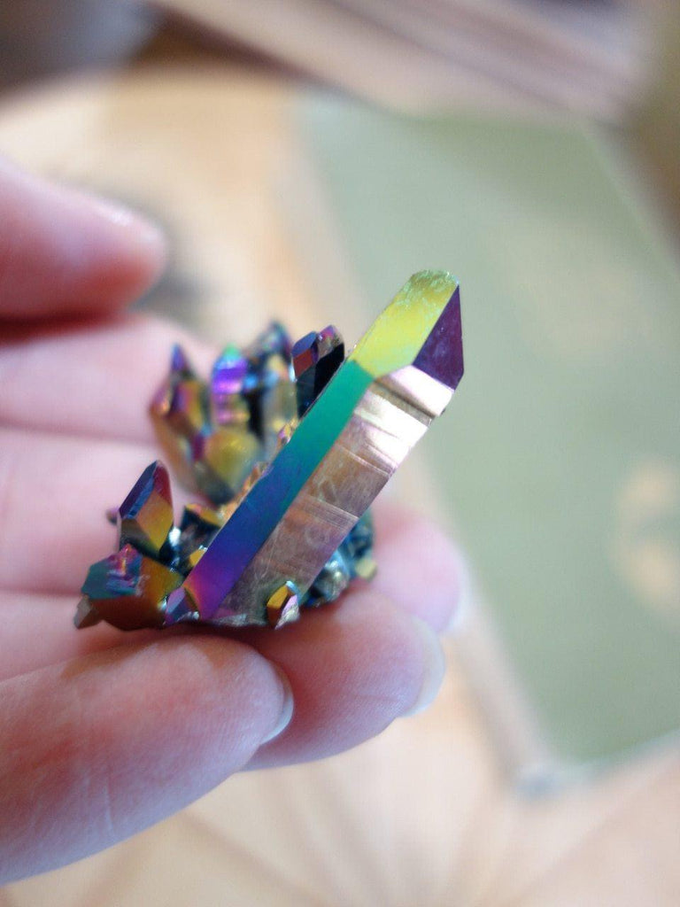 Adorable Rainbow Village Titanium Quartz Cluster Specimen - Earth Family Crystals