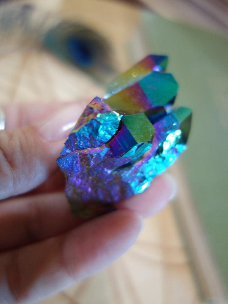 Mesmerizing Rainbow Flashes Titanium Quartz Cluster Specimen - Earth Family Crystals