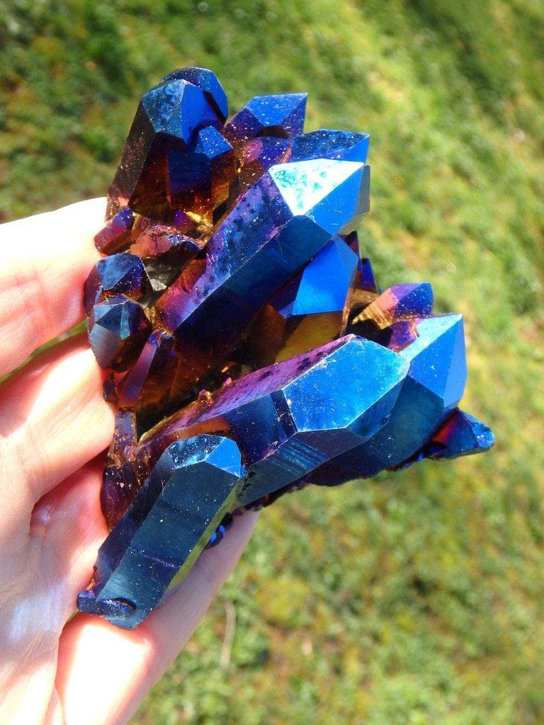 Amazing Jumbo Royal Blue Titanium Quartz Cluster - Earth Family Crystals