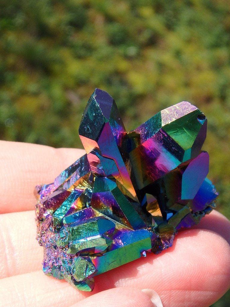 Beautiful Rainbows Titanium Quartz Cluster 4 - Earth Family Crystals