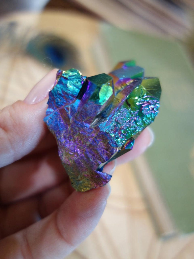 Mesmerizing Rainbow Flashes Titanium Quartz Cluster Specimen - Earth Family Crystals