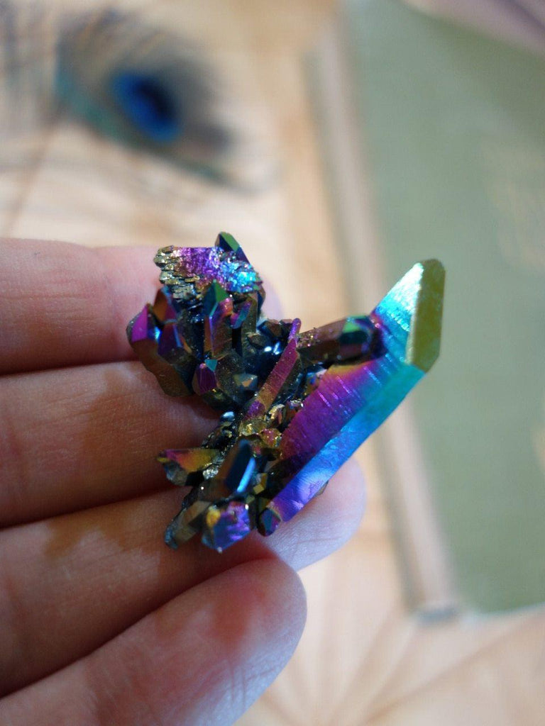 Adorable Rainbow Village Titanium Quartz Cluster Specimen - Earth Family Crystals