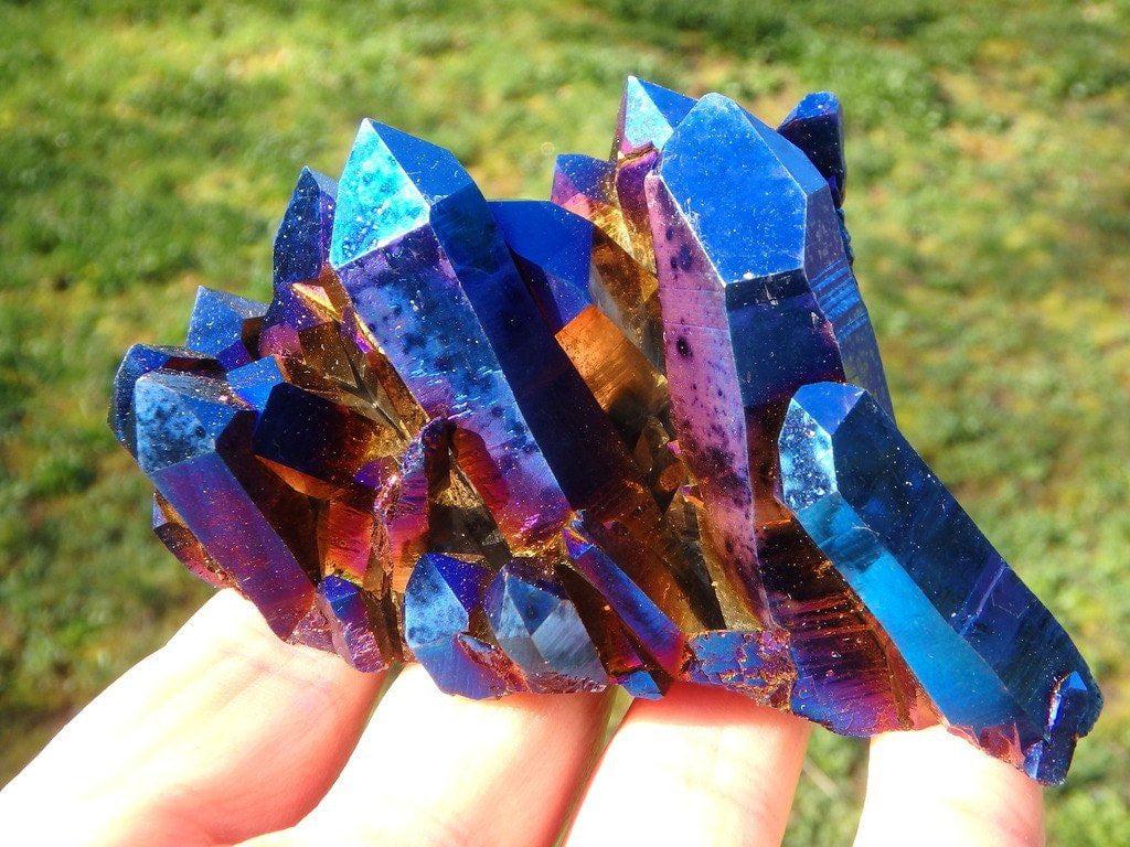 Amazing Jumbo Royal Blue Titanium Quartz Cluster - Earth Family Crystals