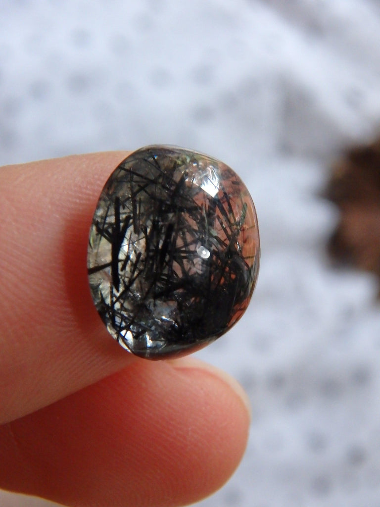 Tourmalated Quartz Button Shape Cabochon-Ideal for Jewellery Making - Earth Family Crystals