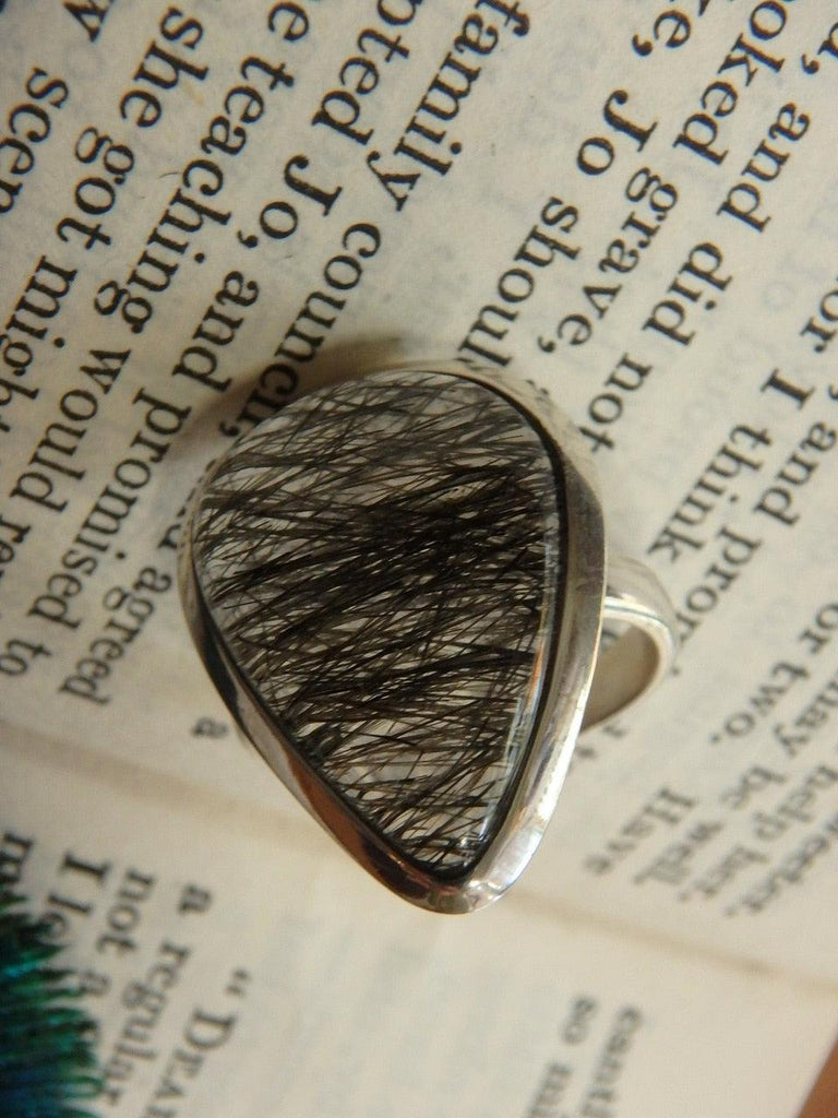 Mega Inclusions~ Fantastic Tourmalated Quartz Ring In Sterling Silver (Size 8) - Earth Family Crystals