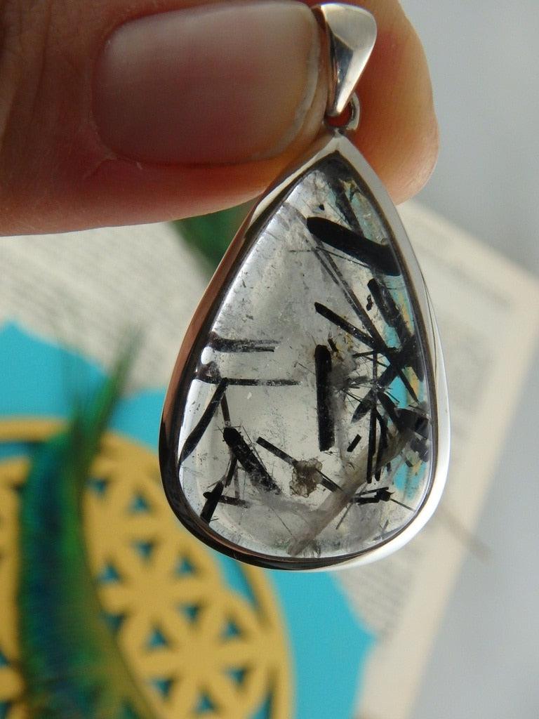 Mega Inclusions! Black Threads Tourmalated Quartz Gemstone Pendant In Sterling Silver  (Includes Silver Chain) - Earth Family Crystals