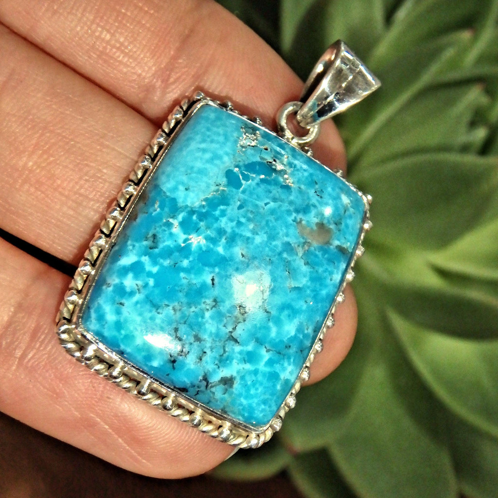 Vibrant Blue Kingman Turquoise Sterling Silver Pendant (Includes Silver Chain)2 - Earth Family Crystals