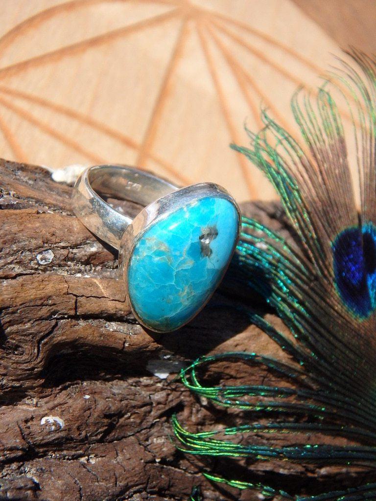 Amazing Blue Kingman Turquoise Gemstone Ring In Sterling Silver (Size 6) - Earth Family Crystals