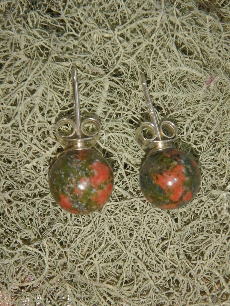 Lovely Unakite Stud Earrings in Sterling Silver - Earth Family Crystals