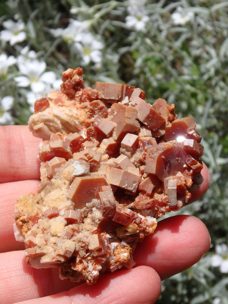 Intricate Frosted Orange Vandanite Cluster Specimen - Earth Family Crystals