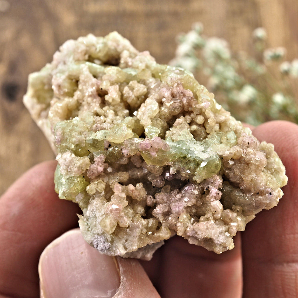 Sparkling Natural Pink & Lime Green Vesuvanite Specimen From Quebec, Canada #1 - Earth Family Crystals