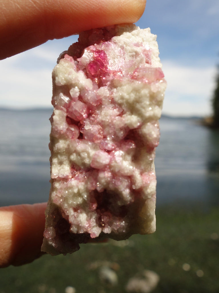 Strawberry Pink Gemmy Crystals Vesuvanite Cluster From Quebec, Canada - Earth Family Crystals