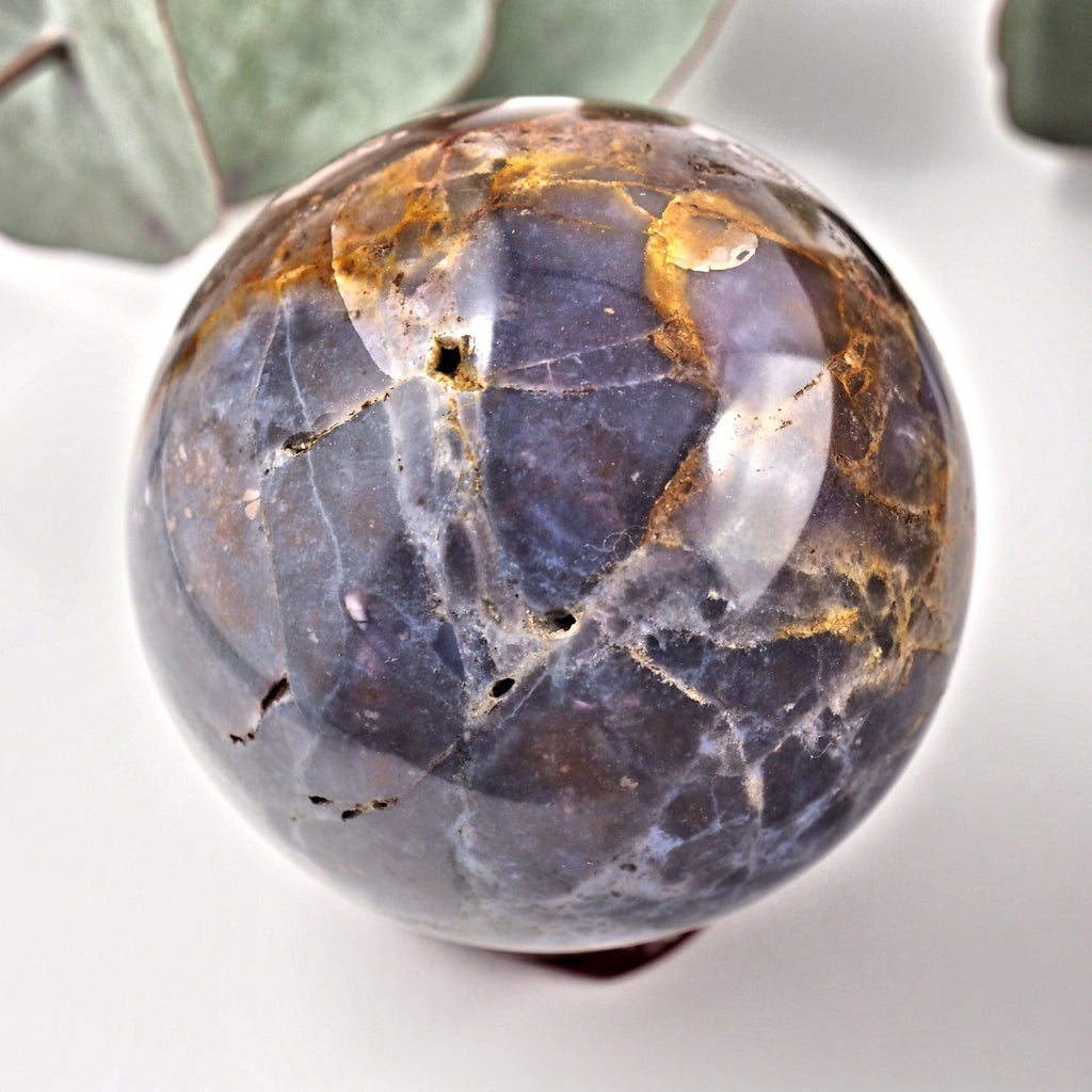 Gorgeous Medium Violet Flame Agate Sphere Carving From Madagascar - Earth Family Crystals