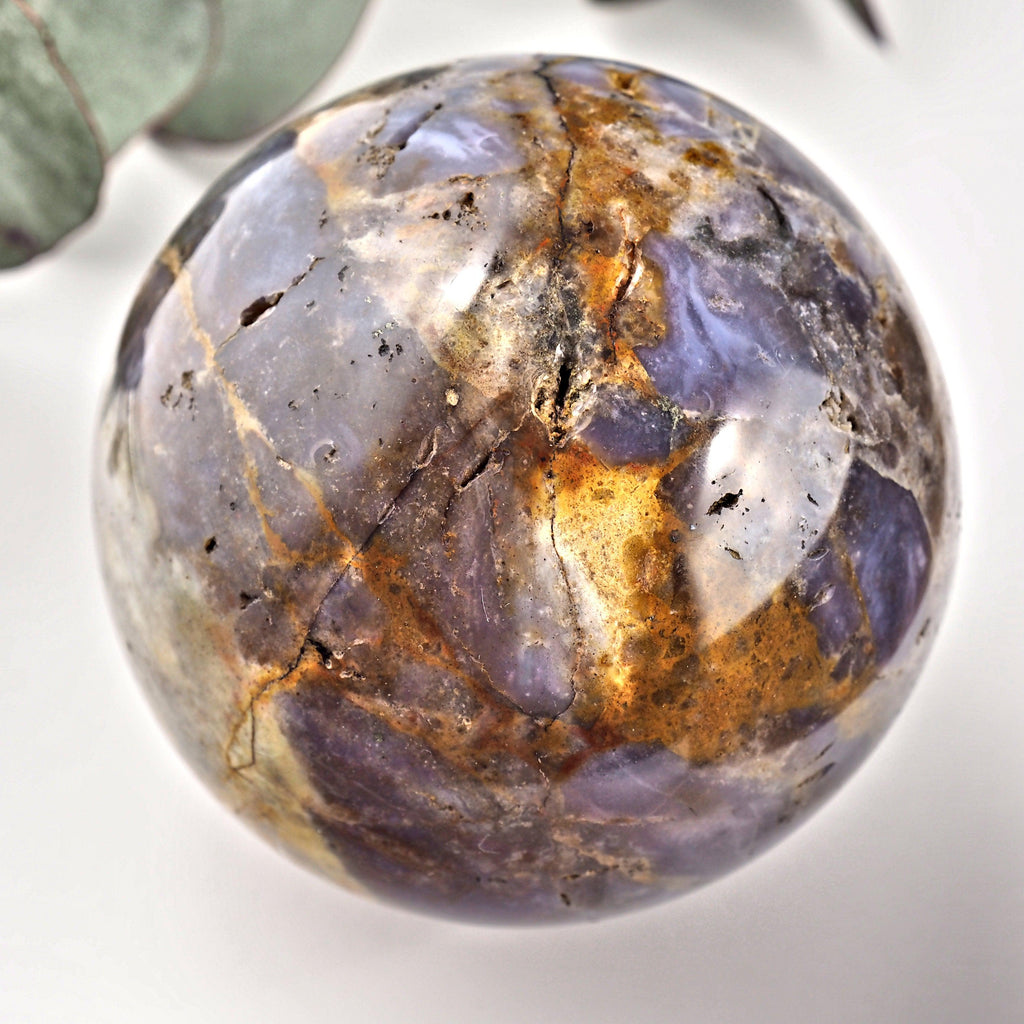 Gorgeous Large Violet Flame Agate Sphere Carving From Madagascar - Earth Family Crystals
