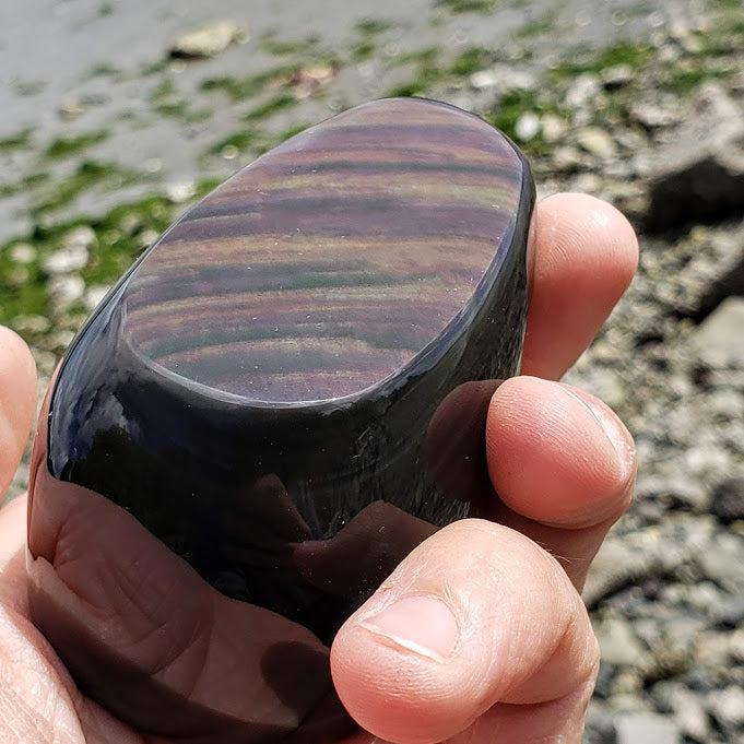 Lovely Tulip Carved Rainbow Obsidian Standing Display Specimen - Earth Family Crystals