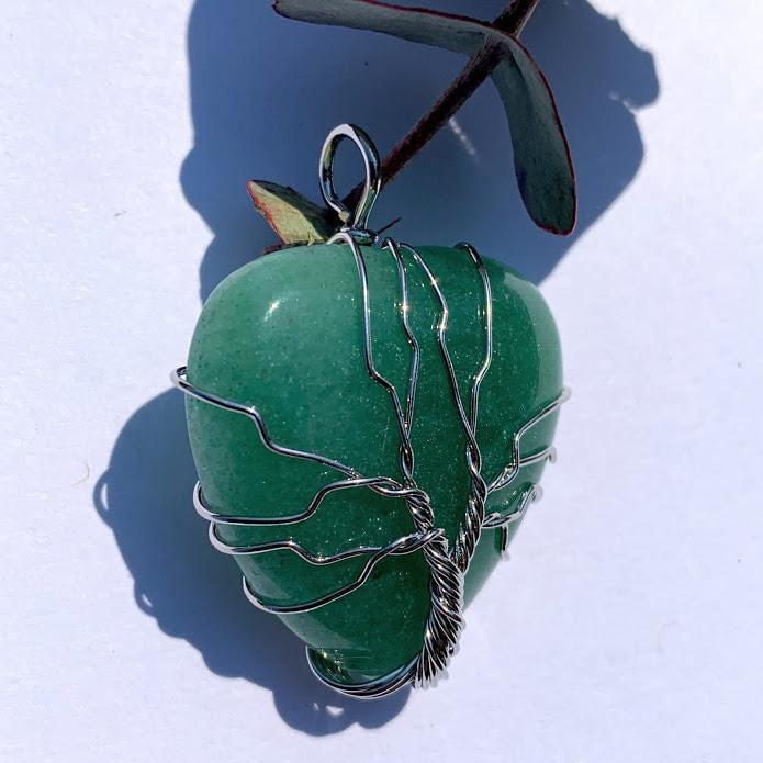 Aventurine Tree of Life Wire Wrapped Pendant #1 - Earth Family Crystals