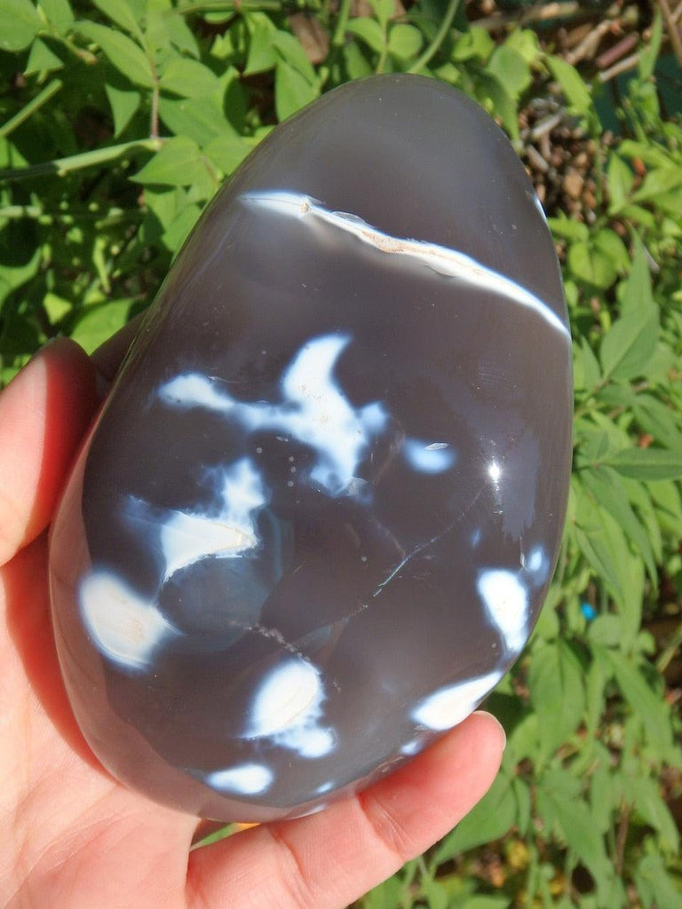 Shiny & Soothing Large Grey & White Agate Specimen from Madagascar - Earth Family Crystals