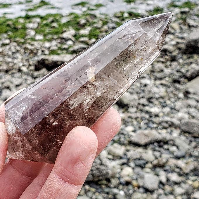 Fabulous Healing Smoky Quartz Vogel Style Wand Carving From Brazil - Earth Family Crystals