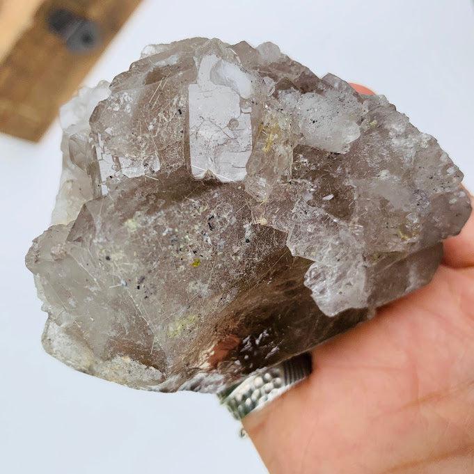 Powerful Rutilated Smoky Quartz Double Terminated Cluster From Brazil - Earth Family Crystals