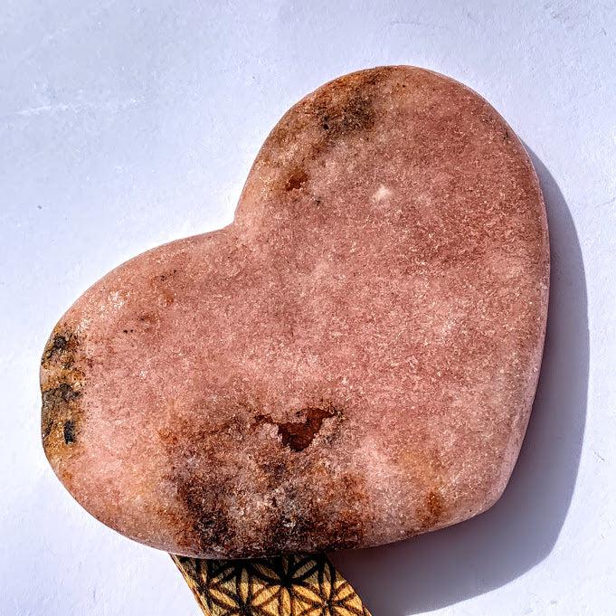 Frosty Pink Amethyst Geode Druzy Love Heart - Earth Family Crystals