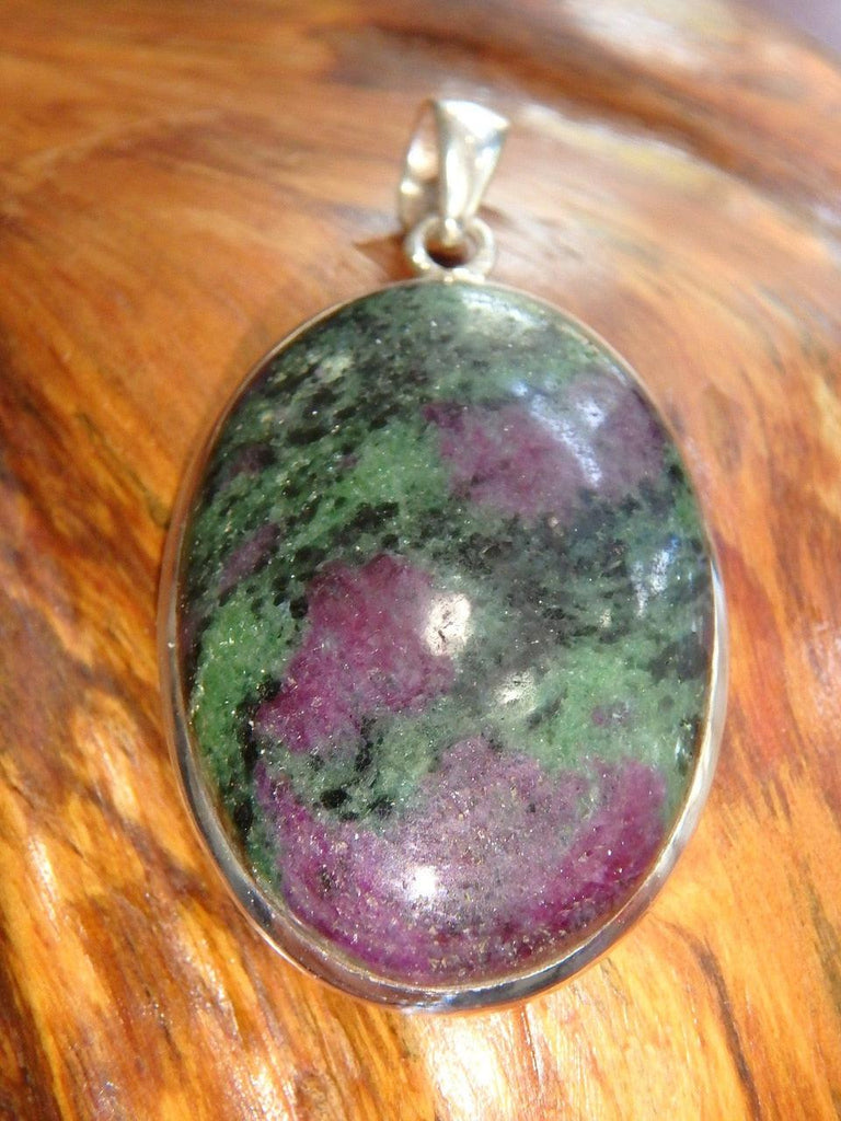 Forest Green & Raspberry Red Ruby Zoisite Pendant In Sterling Silver (Includes Silver Chain) - Earth Family Crystals
