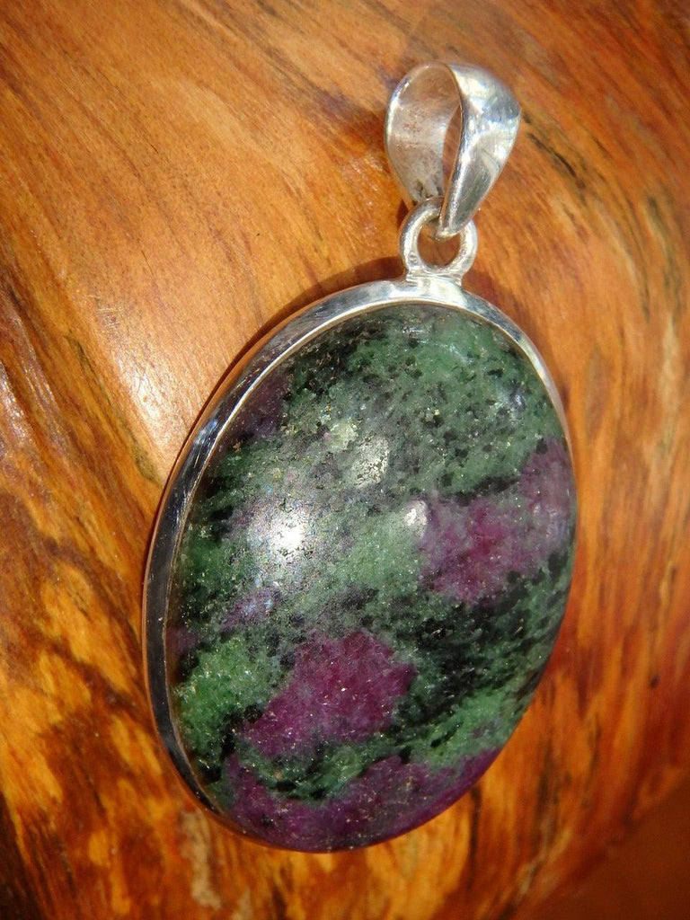 Forest Green & Raspberry Red Ruby Zoisite Pendant In Sterling Silver (Includes Silver Chain) - Earth Family Crystals