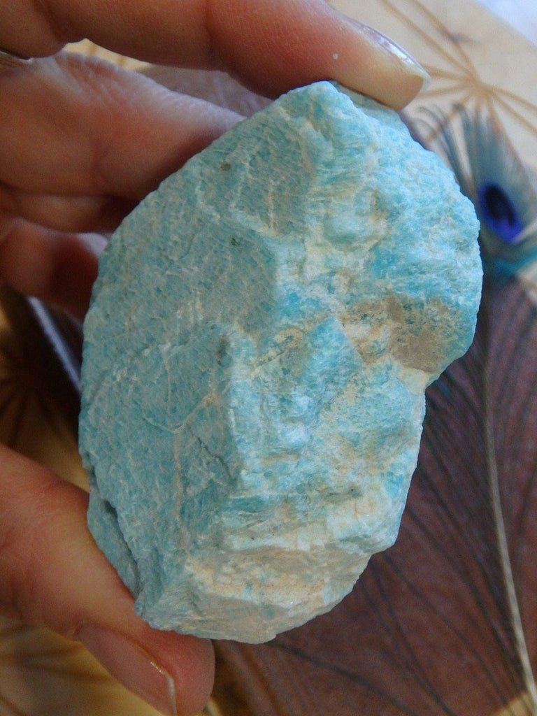 Chunk of Natural Raw Robin Egg Blue Amazonite - Earth Family Crystals