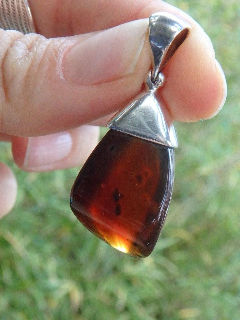 Stunning Sumatra Blue-Golden Amber Gemstone Pendant In Sterling Silver  (Includes Silver Chain) - Earth Family Crystals