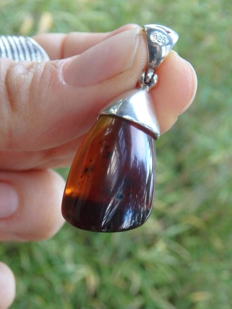 Stunning Sumatra Blue-Golden Amber Gemstone Pendant In Sterling Silver  (Includes Silver Chain) - Earth Family Crystals