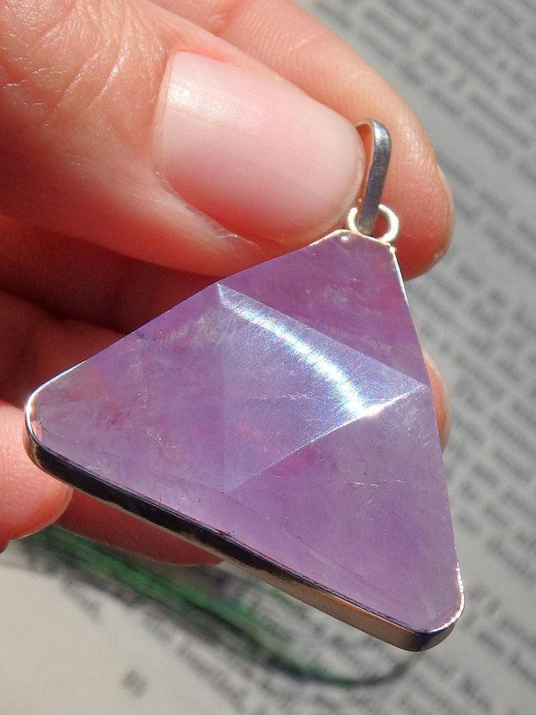 Lavender Purple Amethyst  Pendant in Sterling Silver (Includes Silver Chain) - Earth Family Crystals