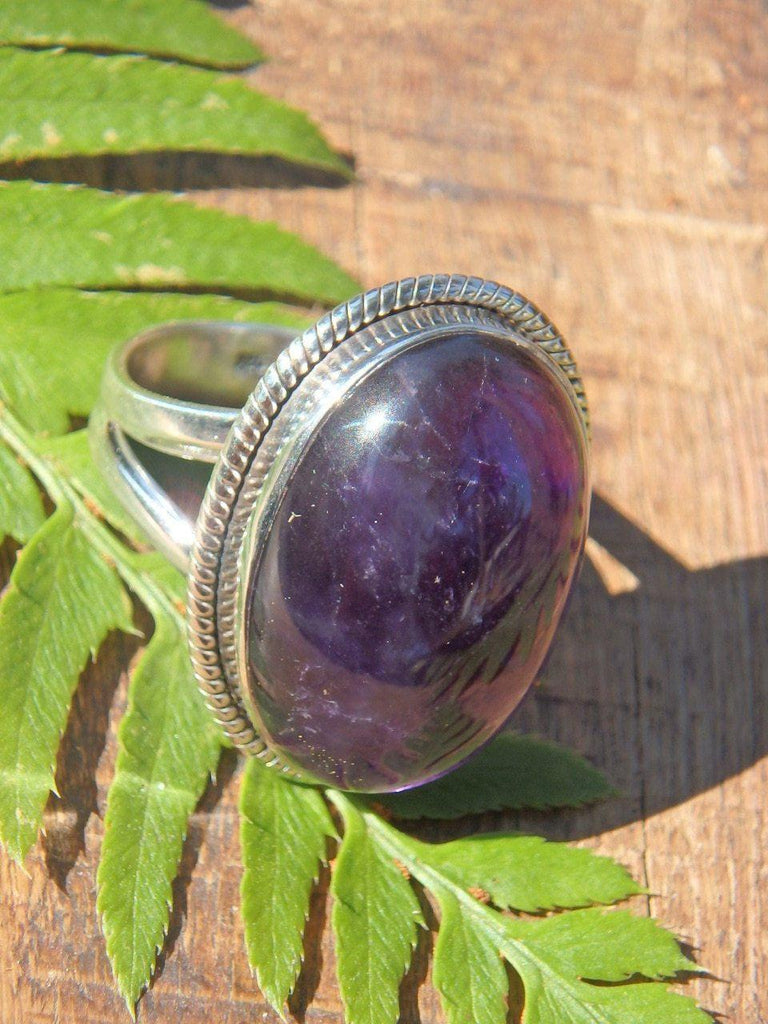 Deep Grape Purple Amethyst Ring in Sterling Silver (Size 9.5) - Earth Family Crystals