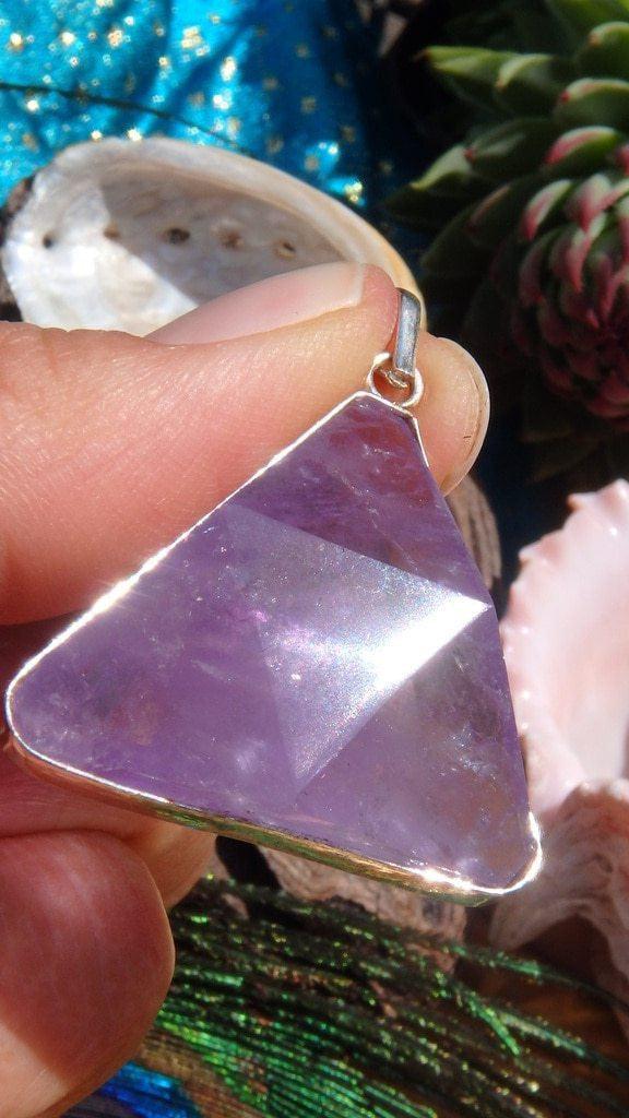 Amazing Amethyst Gemstone Pendant  In Sterling Silver (Includes Silver Chain) - Earth Family Crystals