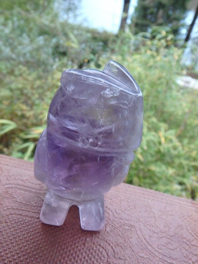 Incredible Purple Amethyst Owl Carving - Earth Family Crystals
