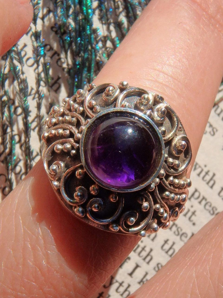 Jelly Purple Amethyst Swirls Ring in Sterling Silver (Size 6) - Earth Family Crystals