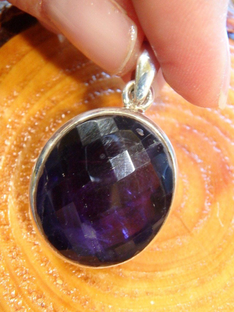 Delightful Deep Grape Purple Faceted Amethyst Pendant In Sterling Silver (Includes Silver Chain) - Earth Family Crystals