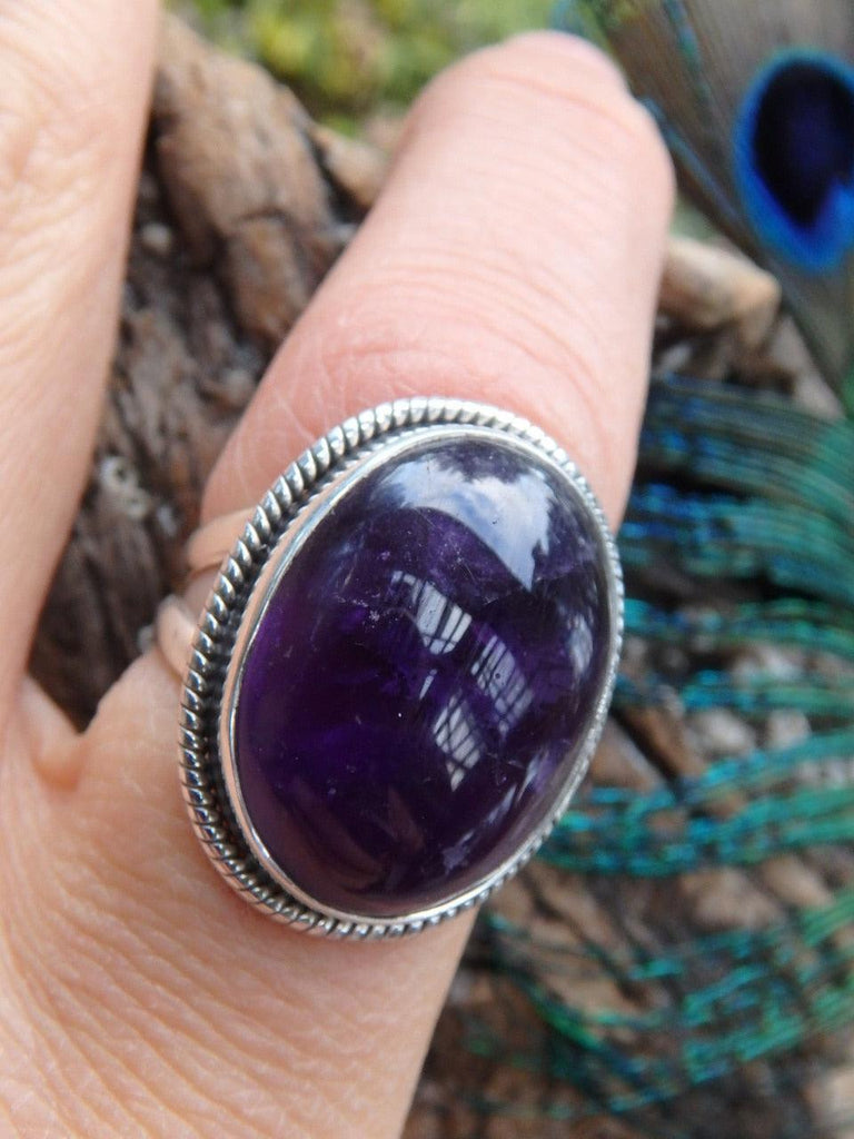 Incredible Deep Purple Amethyst Ring In Sterling Silver (Size 7) - Earth Family Crystals