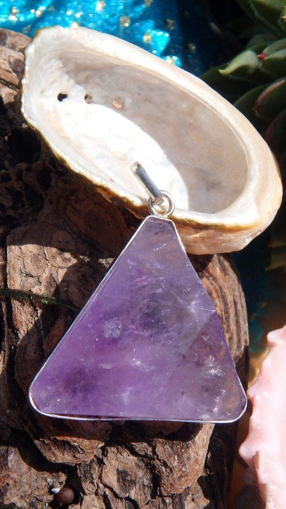 Amazing Amethyst Gemstone Pendant  In Sterling Silver (Includes Silver Chain) - Earth Family Crystals