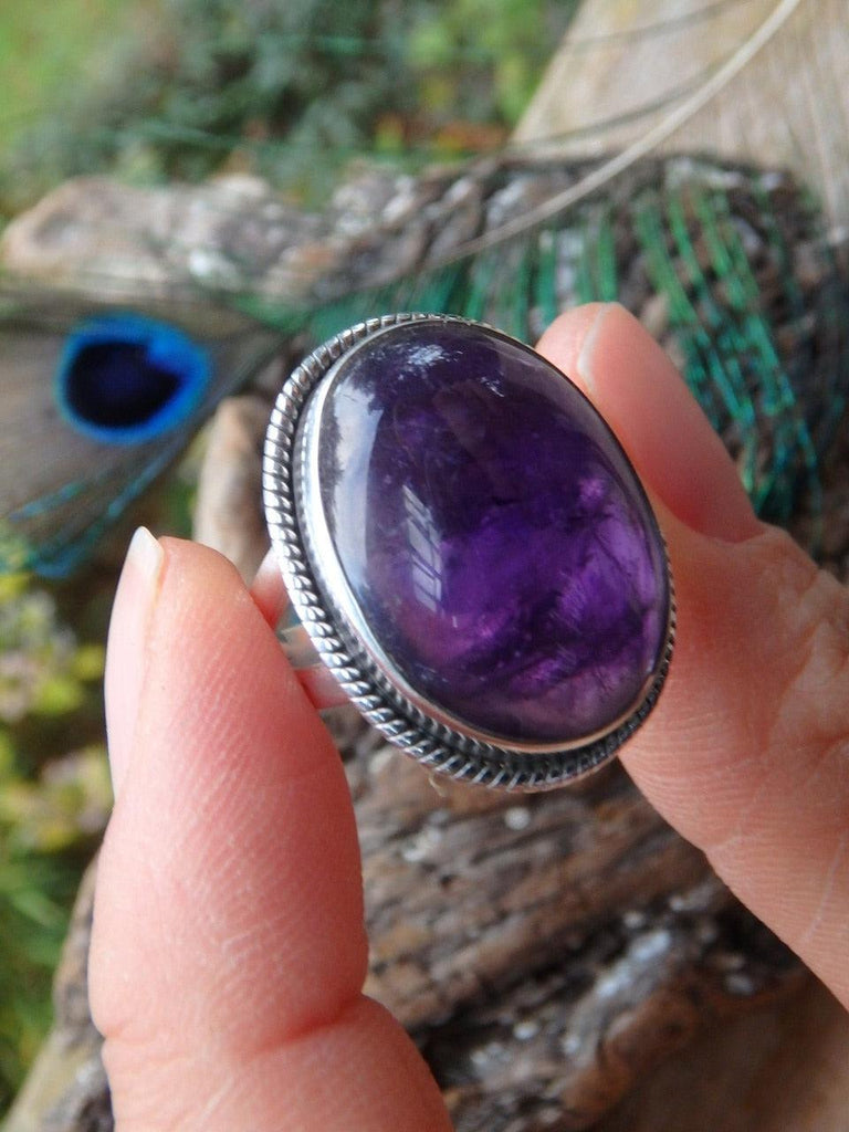 Incredible Deep Purple Amethyst Ring In Sterling Silver (Size 7) - Earth Family Crystals