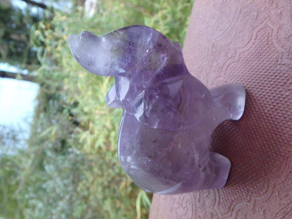 Brilliant Purple Amethyst Elephant Carving - Earth Family Crystals