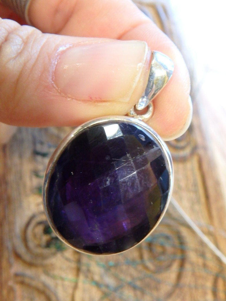 Delightful Deep Grape Purple Faceted Amethyst Pendant In Sterling Silver (Includes Silver Chain) - Earth Family Crystals