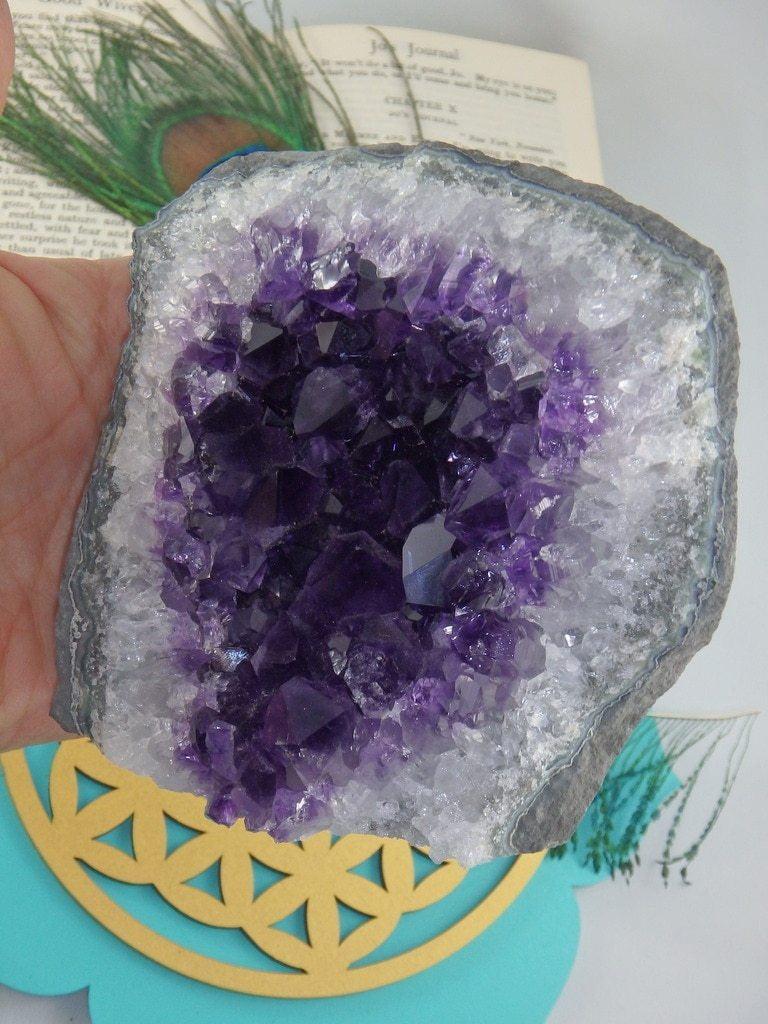 Deep Grape Purple Druzy Amethyst Standing Specimen - Earth Family Crystals