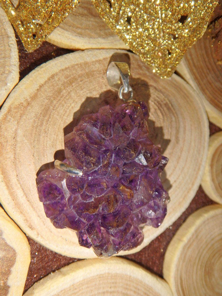 Breathtaking Deep Purple Super 7 Druzy Cluster Pendant in Sterling Silver (Includes Silver Chain) - Earth Family Crystals