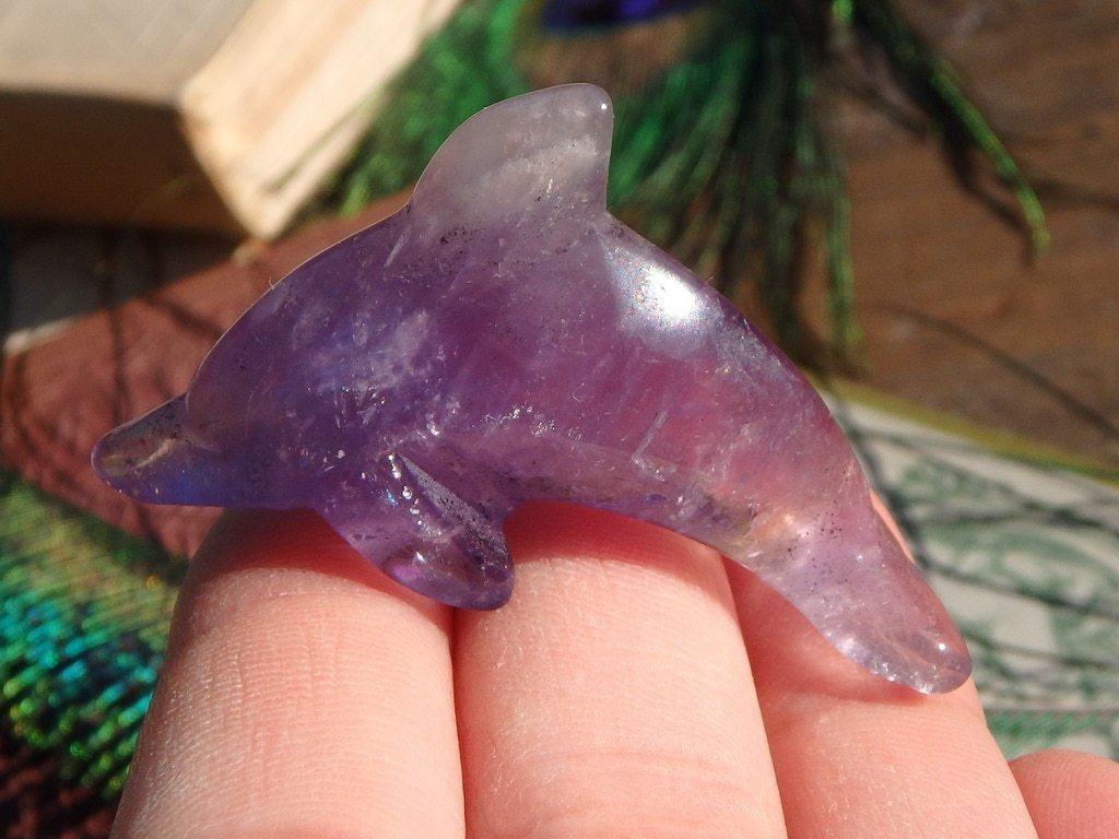 Amethyst Mini Dolphin Carving 2 - Earth Family Crystals
